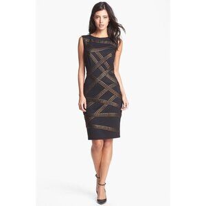 Tadashi Shoji Foil Print Banded Dress Large Fits 10